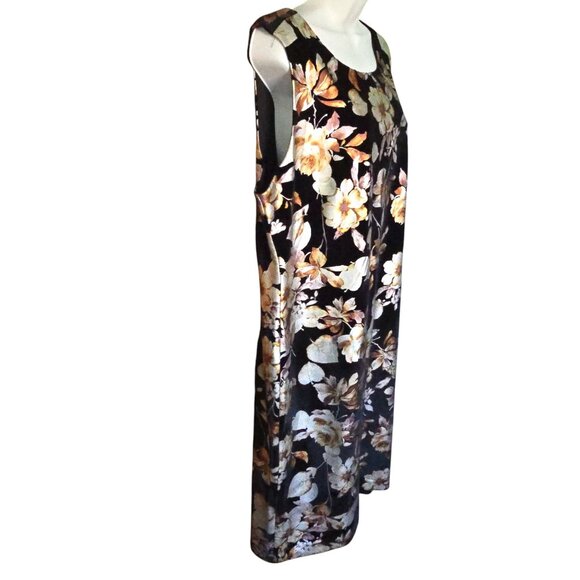 Rachel Roy Floral Sleeveless Velvet Dress Keyhole Back Design Black & Beige NWT - Picture 8 of 16